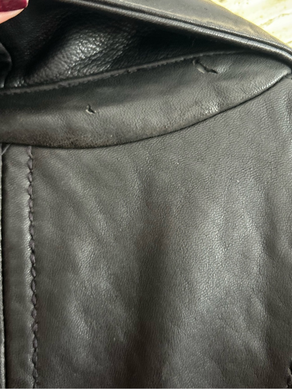 Jones New York Black Calf Leather Mid-Length Overcoat Button Down Lined XL Y2K - Picture 16 of 16